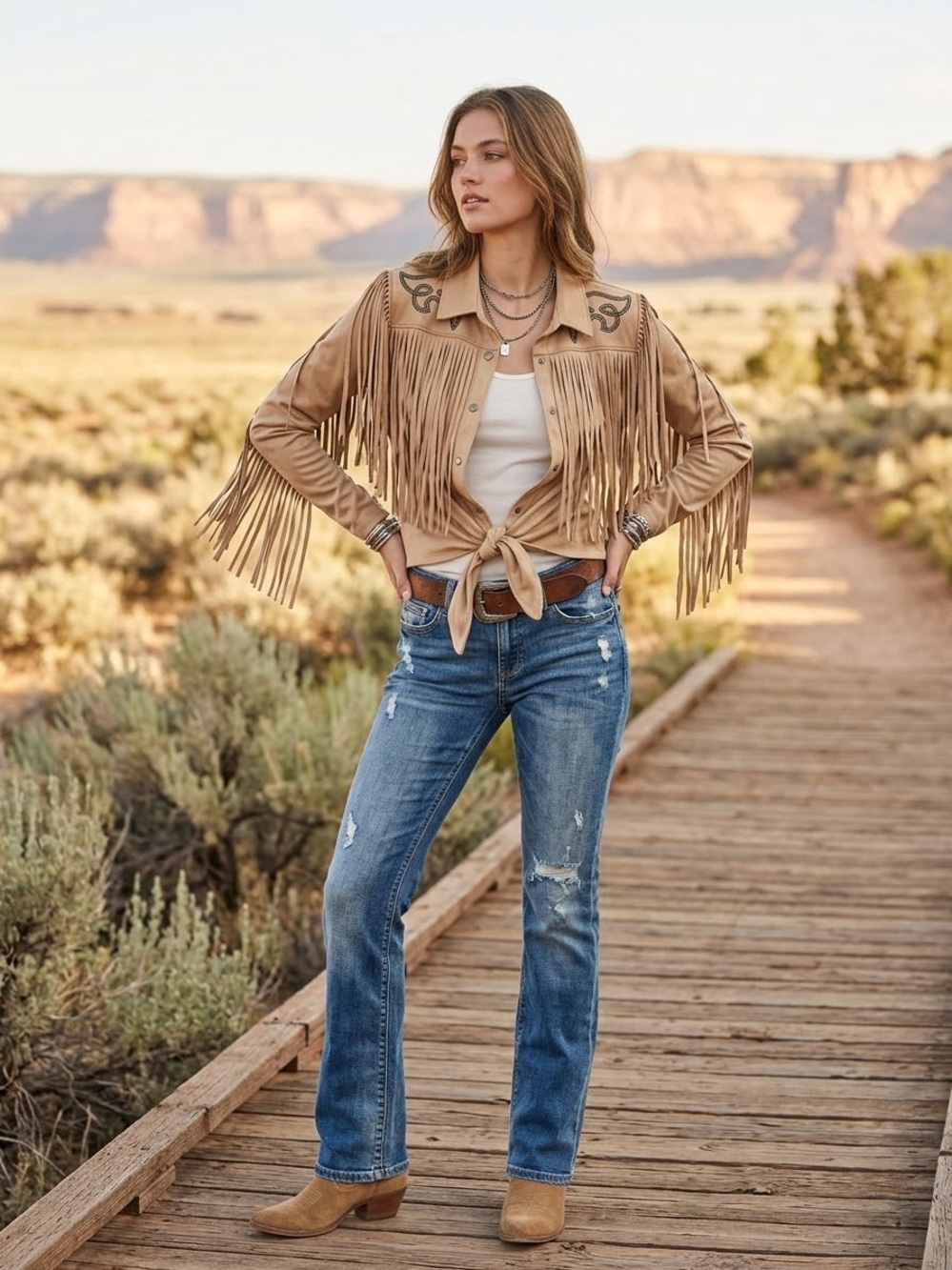 Idyllwind Tan Fringe Button-Down Western Shirt